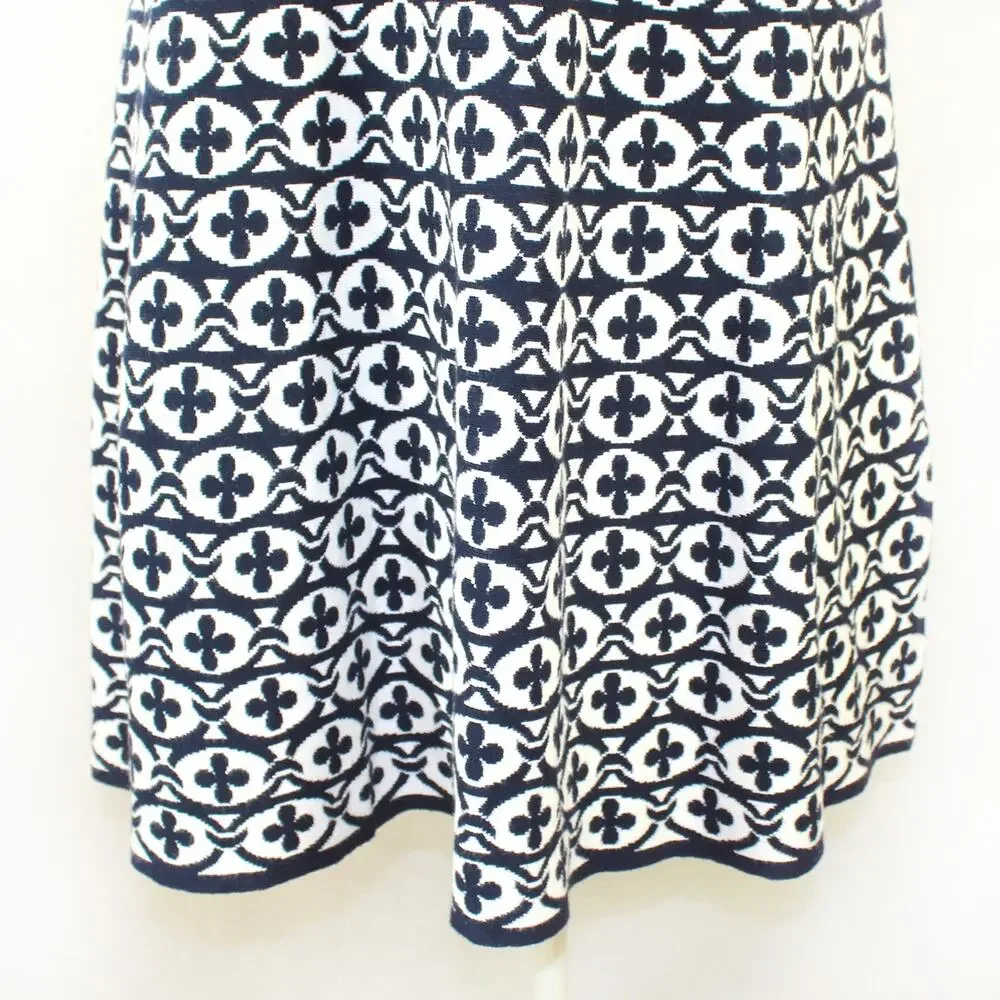 Boden Knit A-Line Dress Baroque-inspired Print V-Neck Soft Old Money Size 18